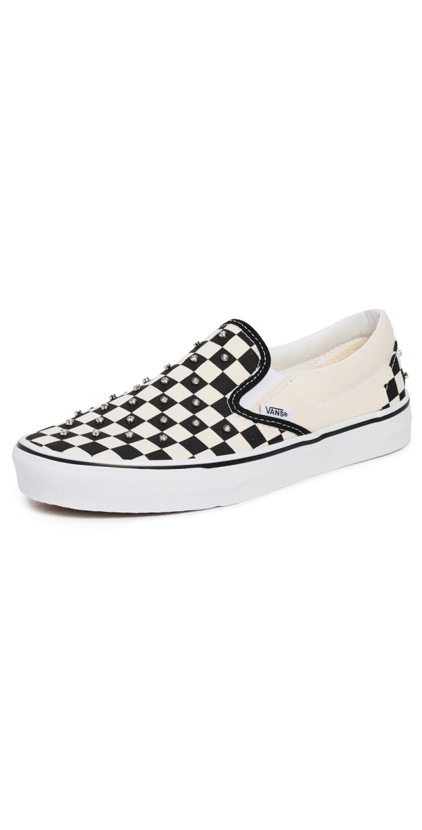 Vans Classic Slip On Sneakers Checkerboard Rhinestone Black