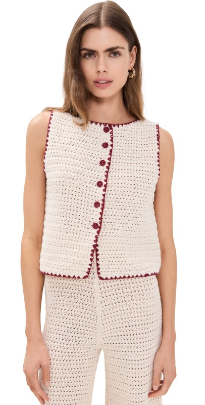 VRG GRL Stella Crochet Vest Cream