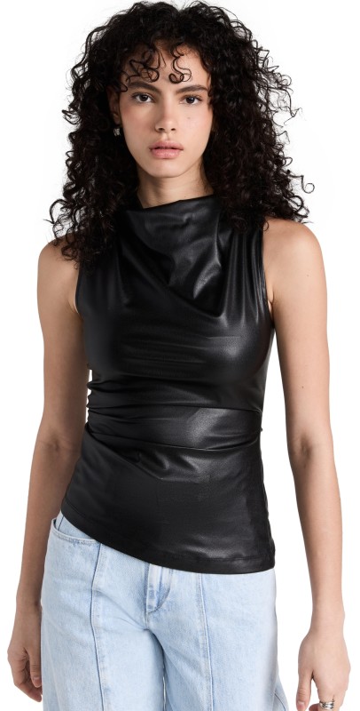 Helmut Lang Faux Leather Top Black