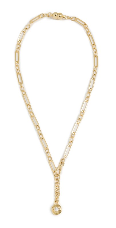 Luv Aj Wave Bezel Lariat Necklace Gold