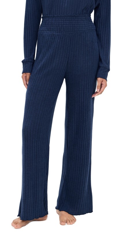 Z Supply Dawn Smocked Rib Pants Blue Sapphire