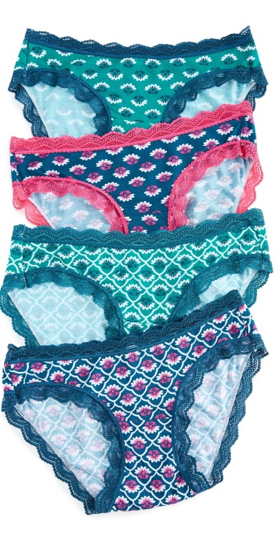 Stripe & Stare The Original Knicker Four Pack Teal Floral Tile
