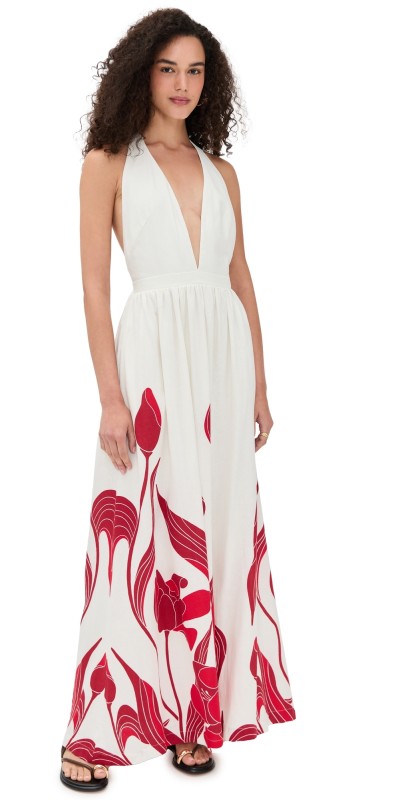 Andres Otalora Mi Esplendor Dress Scarlet Maxi Tulips