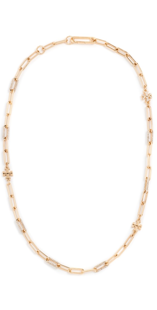 Tory Burch Good Luck Chain Pave Necklace Tory Gold/Crystal