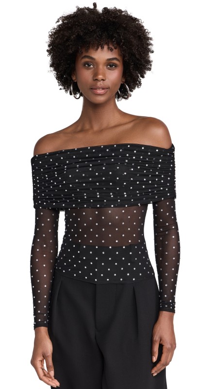 Retrofête Oriana Mesh Top Black/Silver