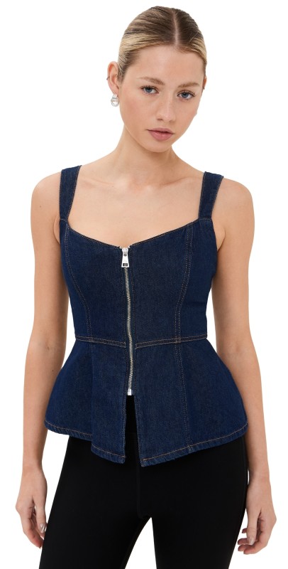 Reformation Zeta Denim Top Grenada