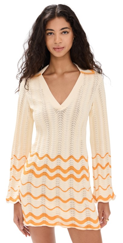 Tanya Taylor Miles Dress Cream/Orange Peel Multi