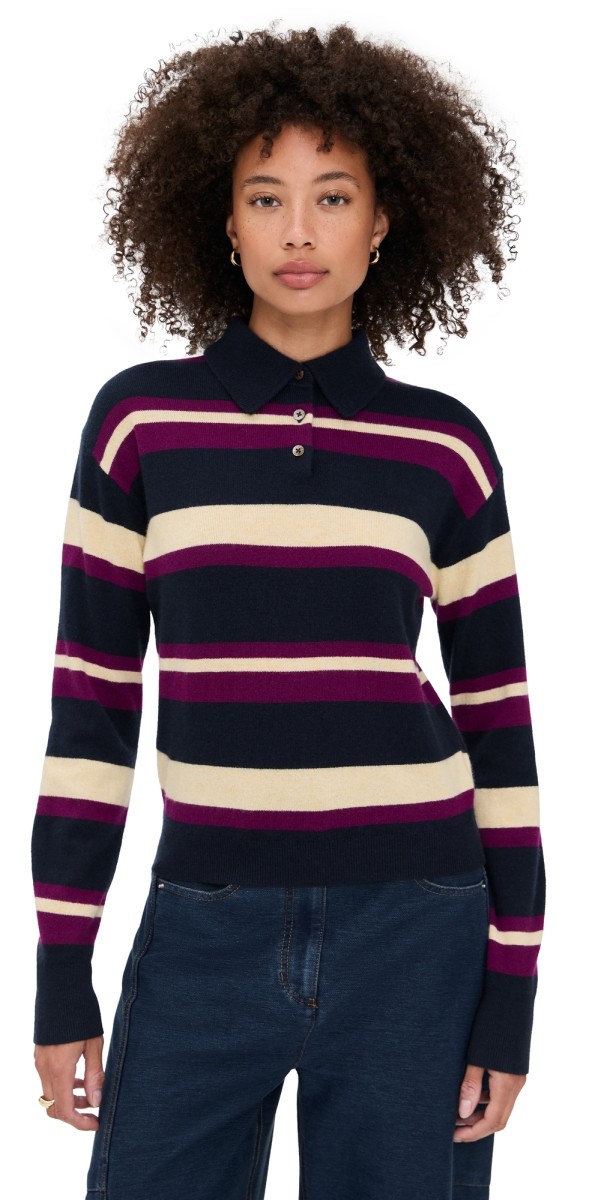 Guest in Residence Collegiate Stripe Polo Midnight Combo