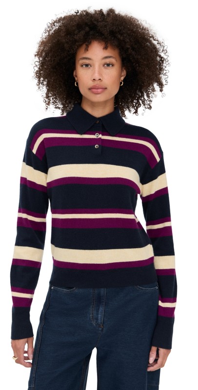 Guest in Residence Collegiate Stripe Polo Midnight Combo
