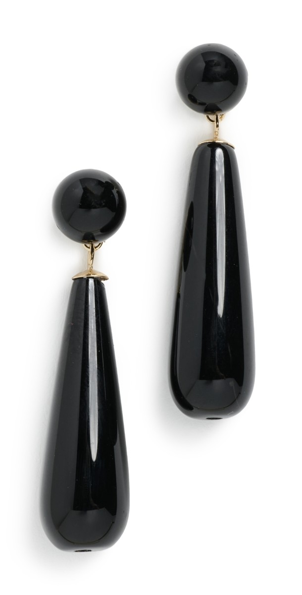 SHASHI Noor Onyx Pearl Drop Earrings Black/Pearl