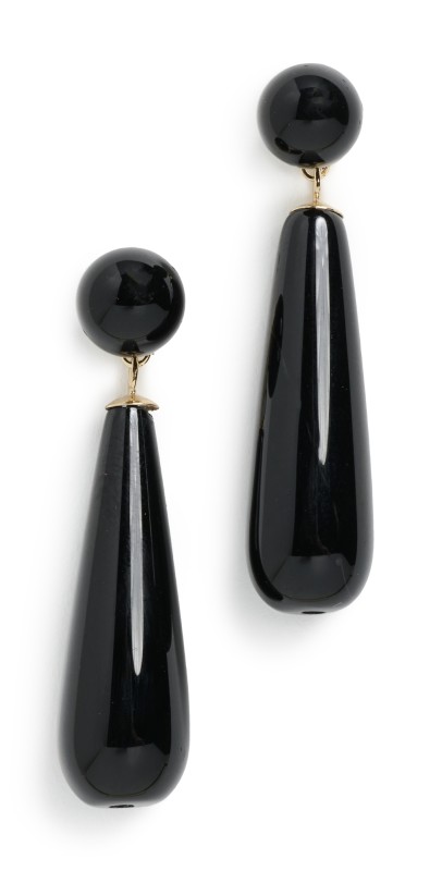 SHASHI Noor Onyx Pearl Drop Earrings Black/Pearl