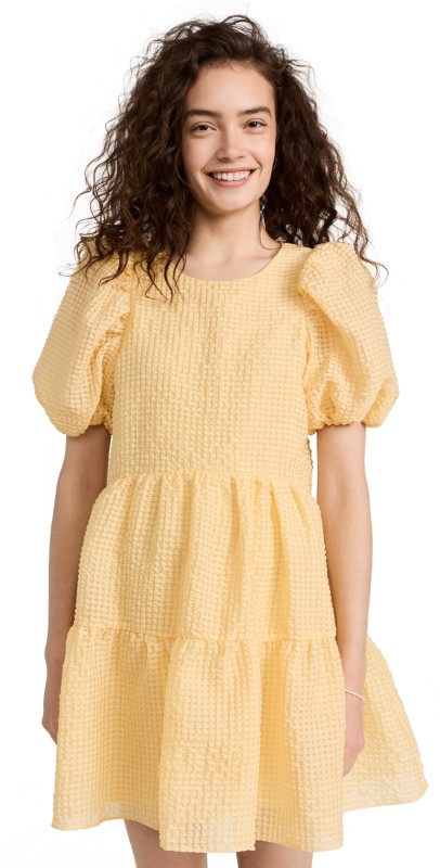 English Factory Curved Babydoll Dress Yellow