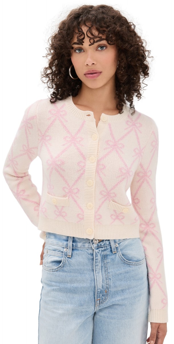LoveShackFancy Veronika Cardigan Milk Rose
