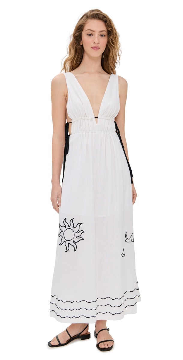 Dress To Iara Embroidered Maxi Dress Off White