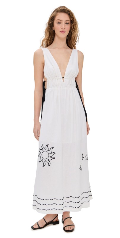 Dress To Iara Embroidered Maxi Dress Off White