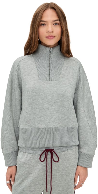 LE BOP Thea Quarter Zip Pullover Heather Grey