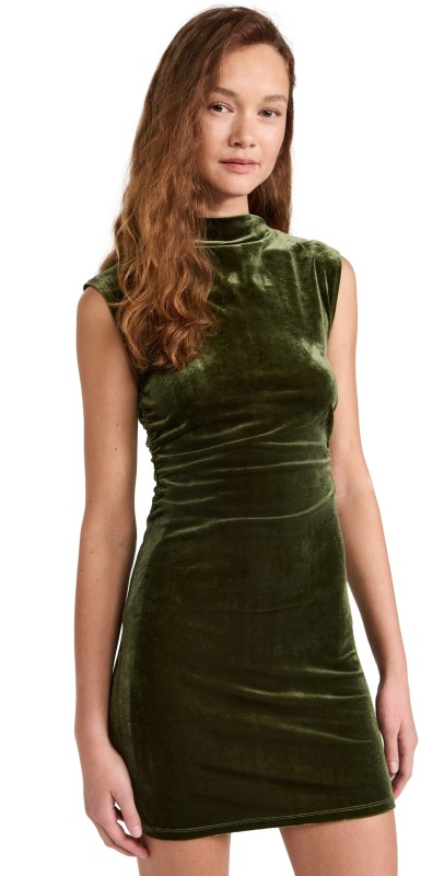 o. p.t Katia Velvet Mini Dress Green Velvet