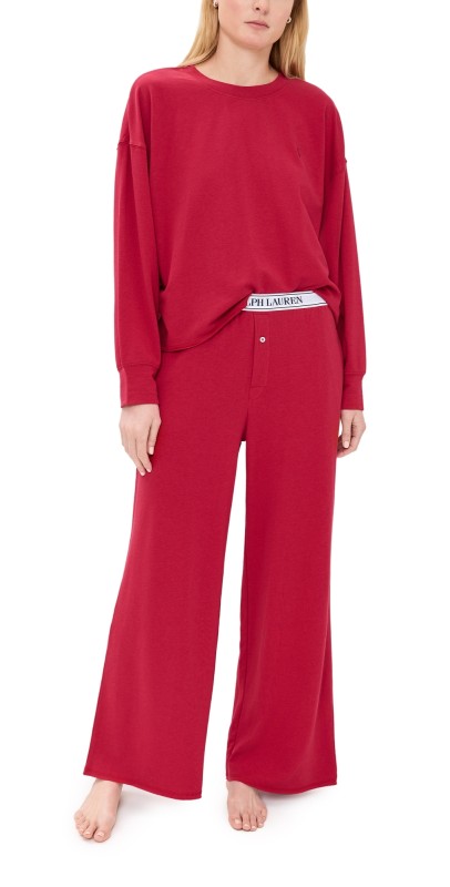 Polo Ralph Lauren French Terry Long Sleeve Pajama Set Classic Red