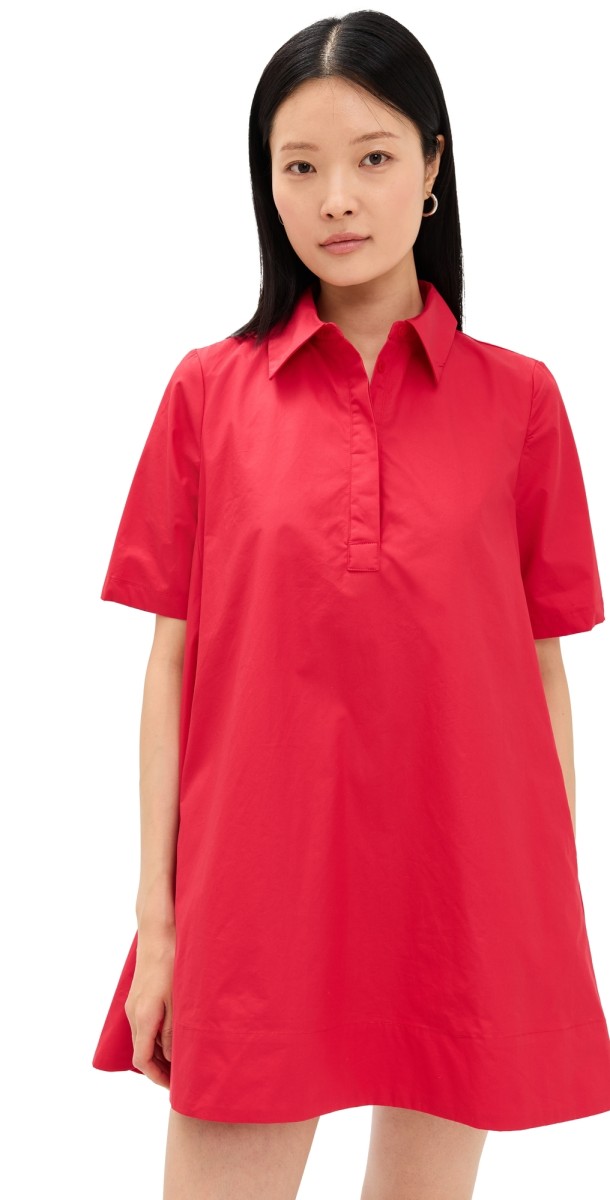 English Factory A-line Short Sleeve Shirt Dress Red