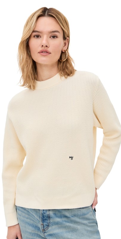 HOMMEGIRLS Waffle Knit Pullover Cream