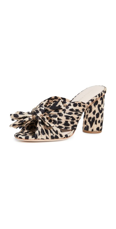 Loeffler Randall Penny Pleated Bow Sandals Leopard