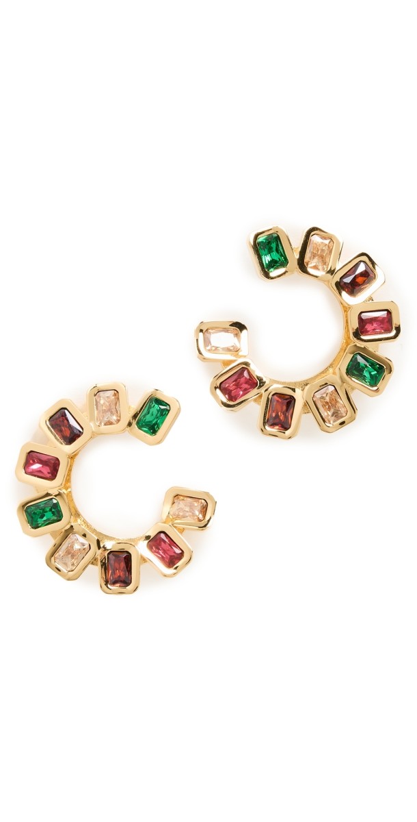 Lele Sadoughi Spiral Gem Earrings Harlequin Rainbow 999