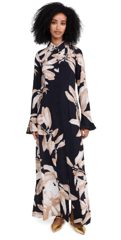 Hemant and Nandita Maxi Shirt Dress Black Mix