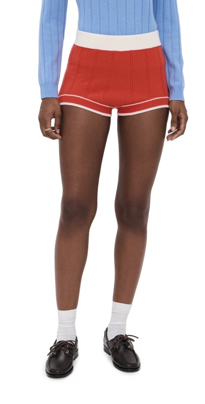 Guest in Residence Racer Cashmere Shorts Cherry