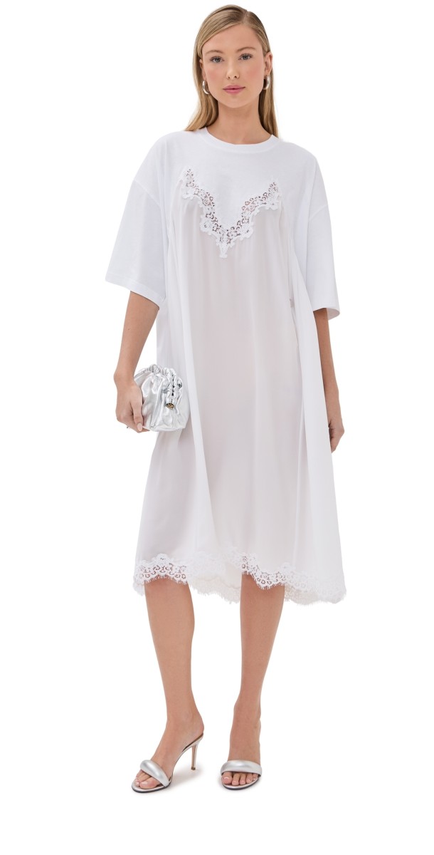 Stella McCartney Lingerie Lace Insert Dress Pure White