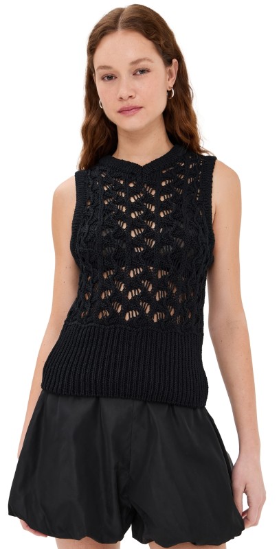 Bite Studios Vica Organic Cotton Knitted Summer Vest Black