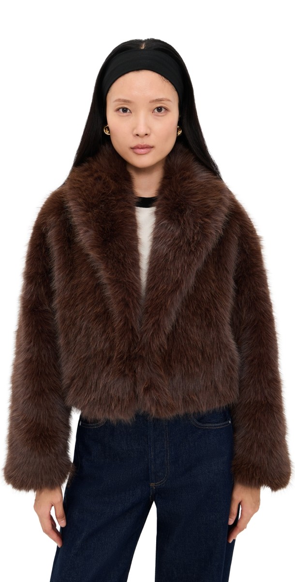 Lioness Madame Faux Fur Jacket Chocolate