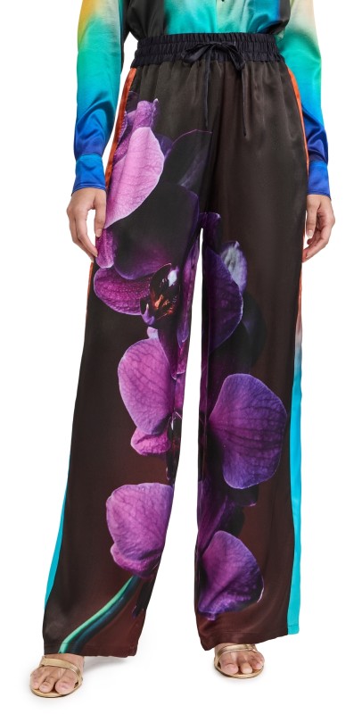 BruceGlen Orchid Printed Drawstring Pants Black