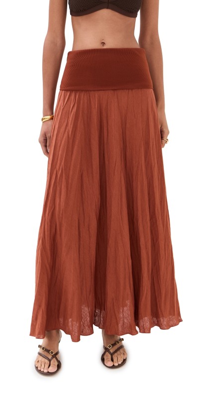 Johanna Ortiz Mocca Light and Sound Ankle Skirt Paprika