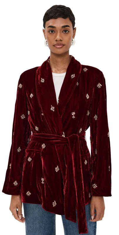 MISA Lena Velvet Blazer Garnet Velvet