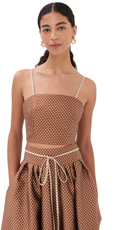 Rosie Assoulin Halfway There Crop Top Brown/Cream
