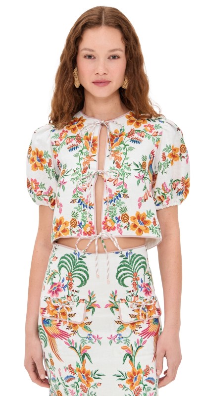 FARM Rio Delicate Forest Scarves Blous Delicate Forest Scarves Off White