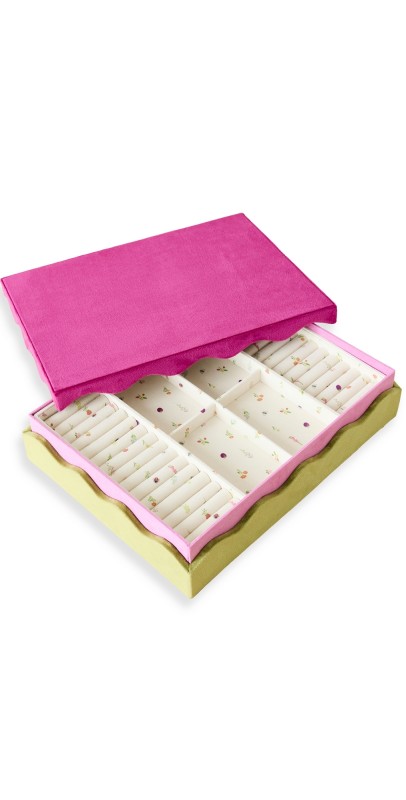 Ariel Gordon Jewelry Scalloped Floret Jewelry Box Pink/Green/Floral
