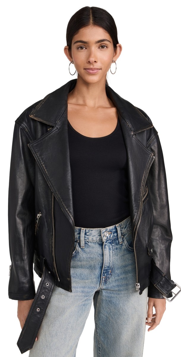 IRO Dylan Biker Jacket Black Beige
