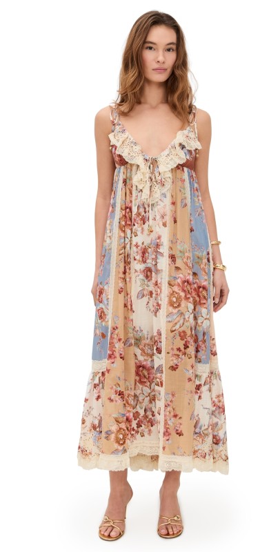 Zimmermann Awaken Lace Trim Dress Spliced Print