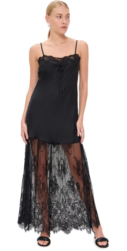 Show Me Your Mumu Celine Dress Black Luxe Satin