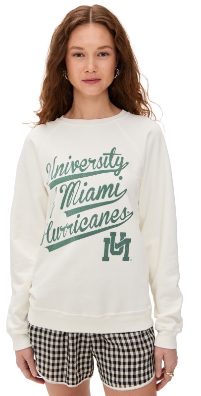 Original Retro Brand University of Miami Hurricanes Crewneck Vintage White
