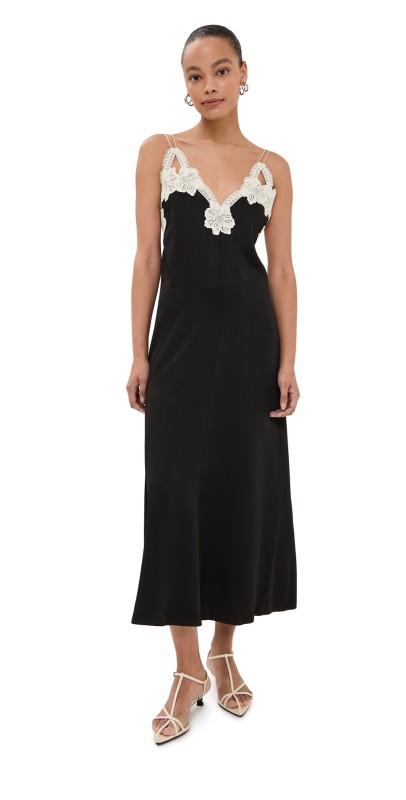 Jil Sander Embroidered Dress Black
