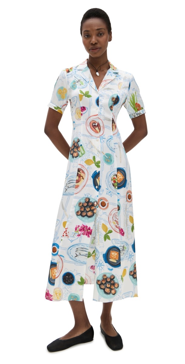 Lingua Franca Lampi Button Down Dress Patmos Print