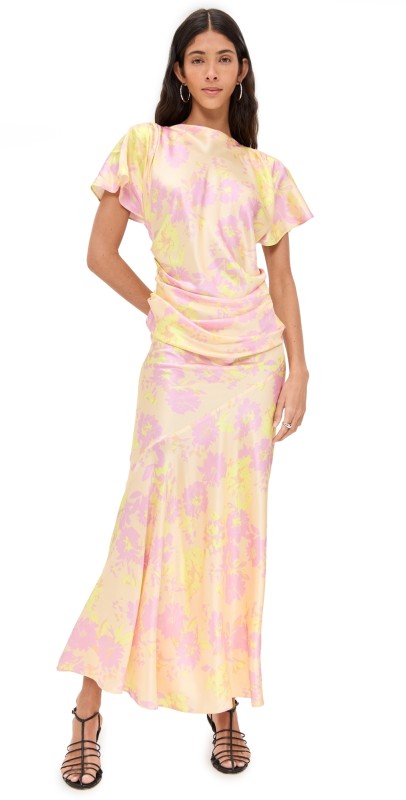 Lee Mathews Annette Drape Dress Peach