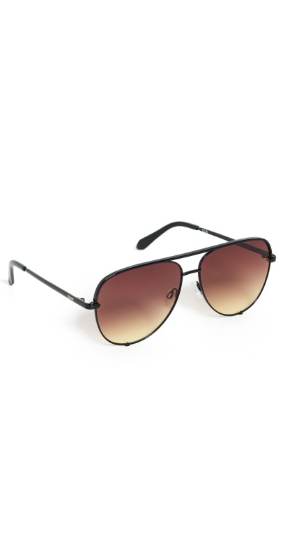 Quay High Key Extra Large Sunglasses Black/Brown Yellow