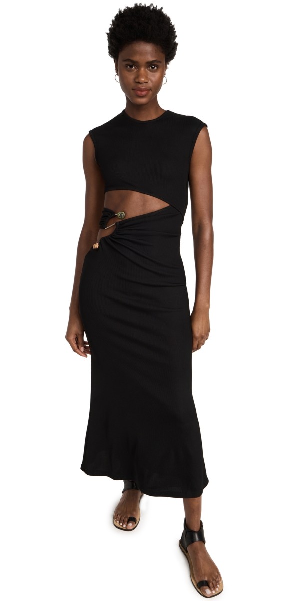 Christopher Esber Elongated Distort Quartz Split Dress Black