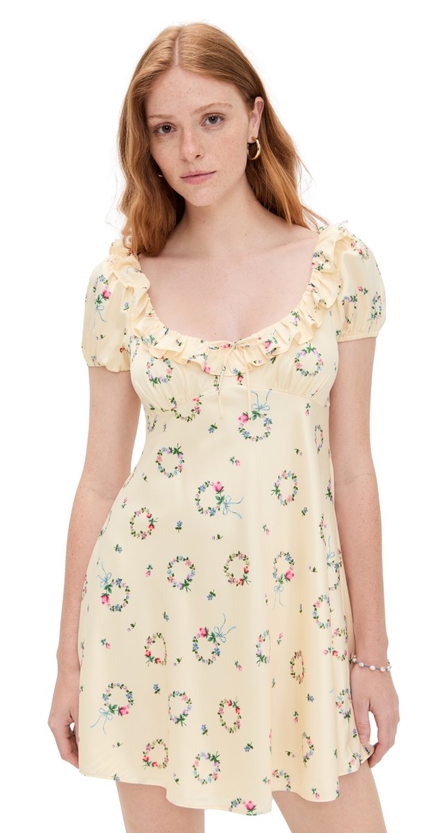 For Love & Lemons Jaida Mini Dress Yellow