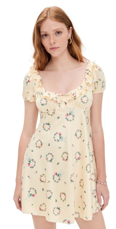 For Love & Lemons Jaida Mini Dress Yellow