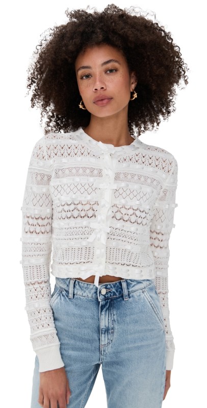 LoveShackFancy Roselline Cardigan Daylight White