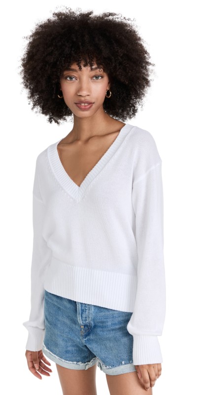525 Relaxed V Neck Sweater Bleach White